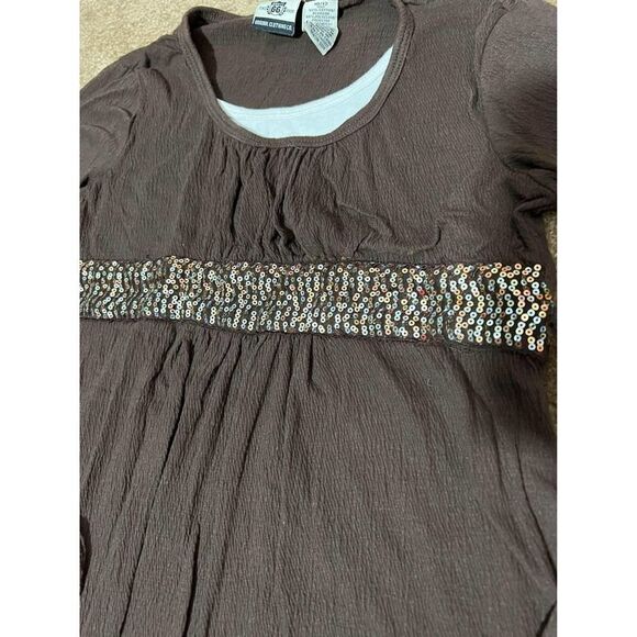 Route 66 Brown Top Sequins Girls Sz 10/12 - Picture 3 of 5
